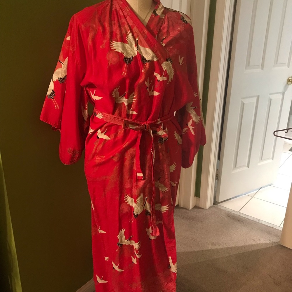 Lovely vintage Japanese red cotton kimono